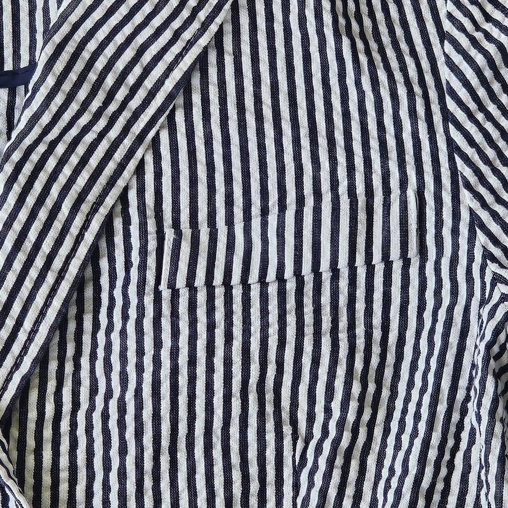 Sandro Seersucker Stripe Summer Blazer Womens Size S 100% Cotton Preppy Academia - Picture 8 of 15